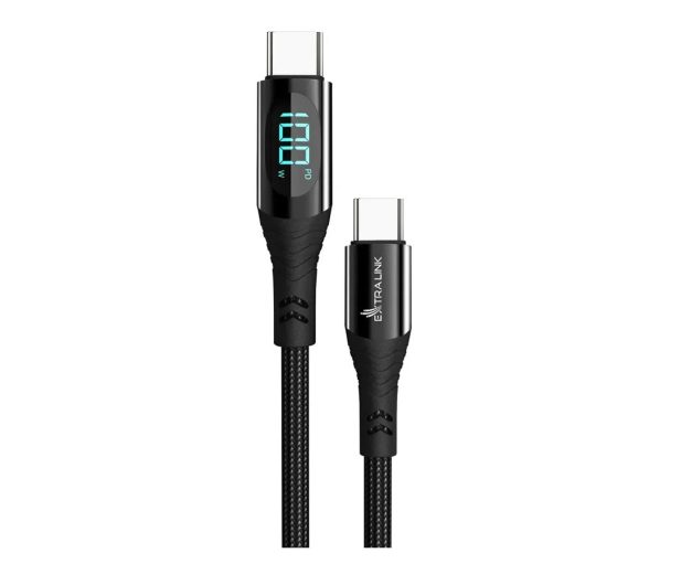 ExtraLink Smart Life Braided USB-C z wyświetlaczem LED 100W, 2m Czarny - 1550947 - zdjęcie